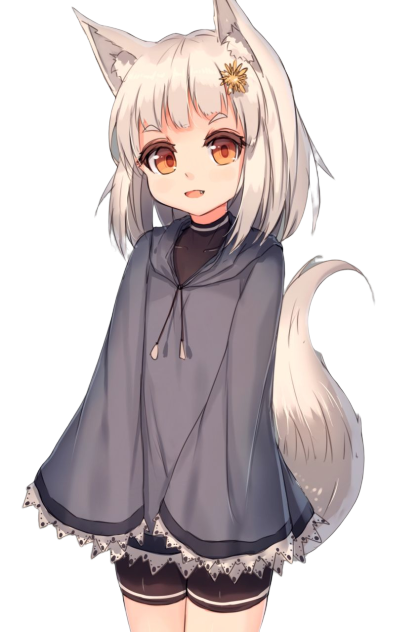 blonde_hair cute fox_girl grey_clothes kitsune