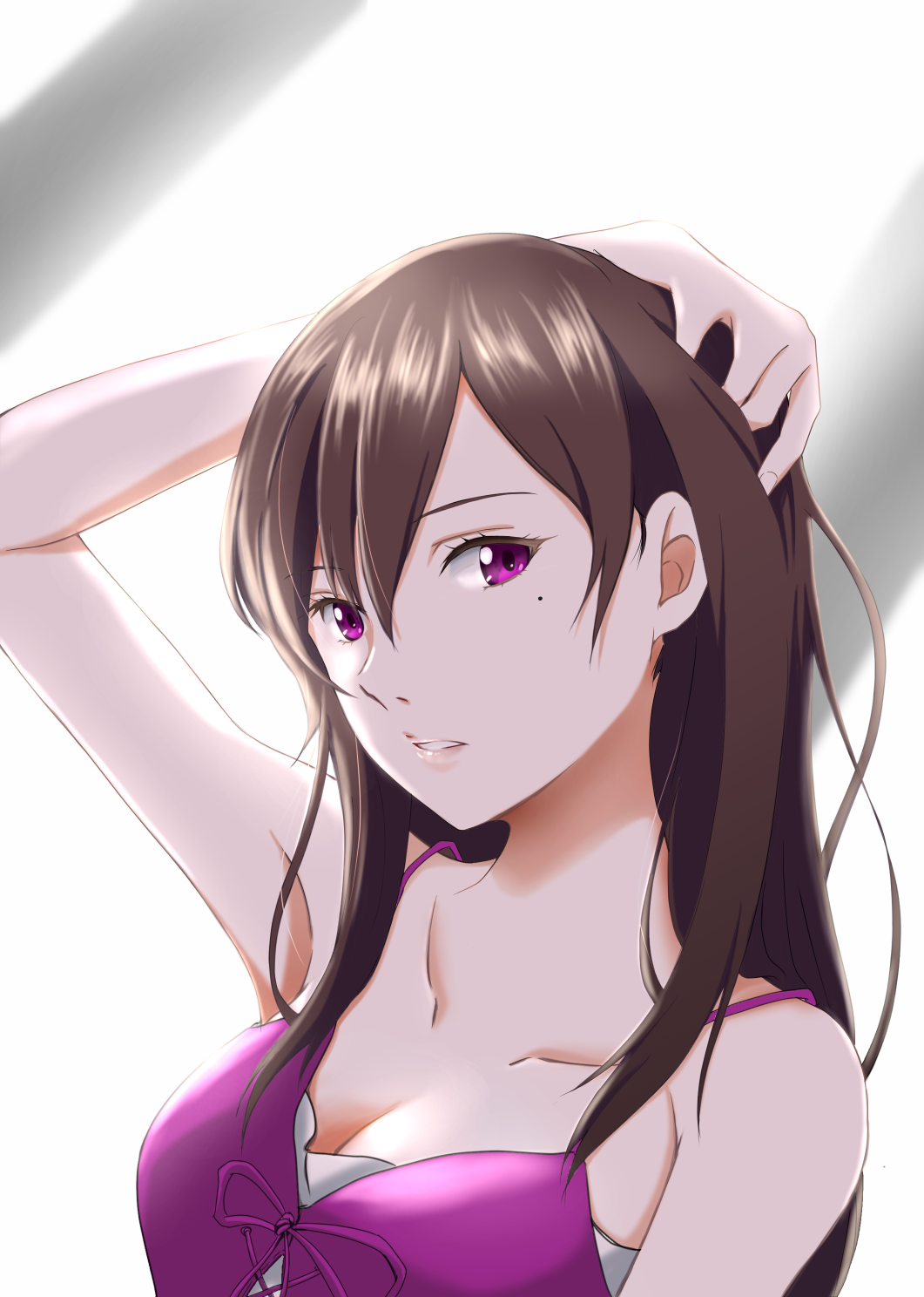 1girl crop_top mole mole_under_eye navel strapless suga_natsumi tank_top tenki_no_ko