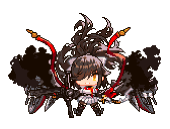 1girl azur_lane bangs black_coat black_footwear black_hair black_legwear boots bow brown_eyes cannon code_t_(azur_lane) dual_wielding eyebrows_visible_through_hair floating_hair full_body gloves hair_bow hair_over_one_eye high_collar holding holding_sword holding_weapon jacket katana long_hair looking_at_viewer lowres miniskirt pantyhose parted_lips pixel_art pleated_skirt ponytail ribbon rigging skirt solo standing sword takao_(azur_lane) thigh-highs torn_clothes torn_legwear transparent_background turret uniform very_long_hair weapon white_bow white_jacket white_skirt zero2