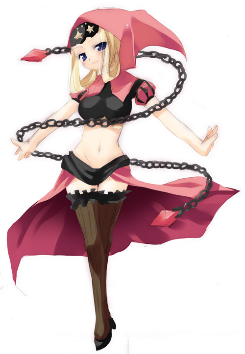 chains hood midriff odin_sphere sazaki_ichiri thigh-highs thighhighs velvet velvet_(odin_sphere)