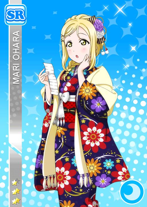 blonde_hair blush character_name kimono love_live!_school_idol_festival love_live!_sunshine!! ohara_mari short_hair yellow_eyes