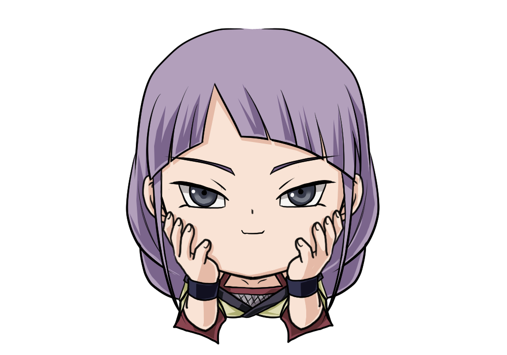 1girl black_eyes bracelet braid chibi jewelry long_hair mujirusimikan naruto naruto_(series) naruto_shippuuden purple_hair sana_(naruto) single_braid solo white_background