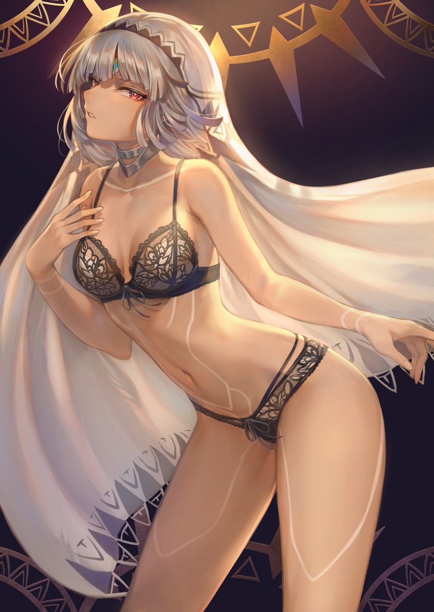 1girl altera_(fate) bare_shoulders bikini blush fate/extella fate/grand_order fate_(series) looking_at_viewer mashu_003 navel panties white_hair