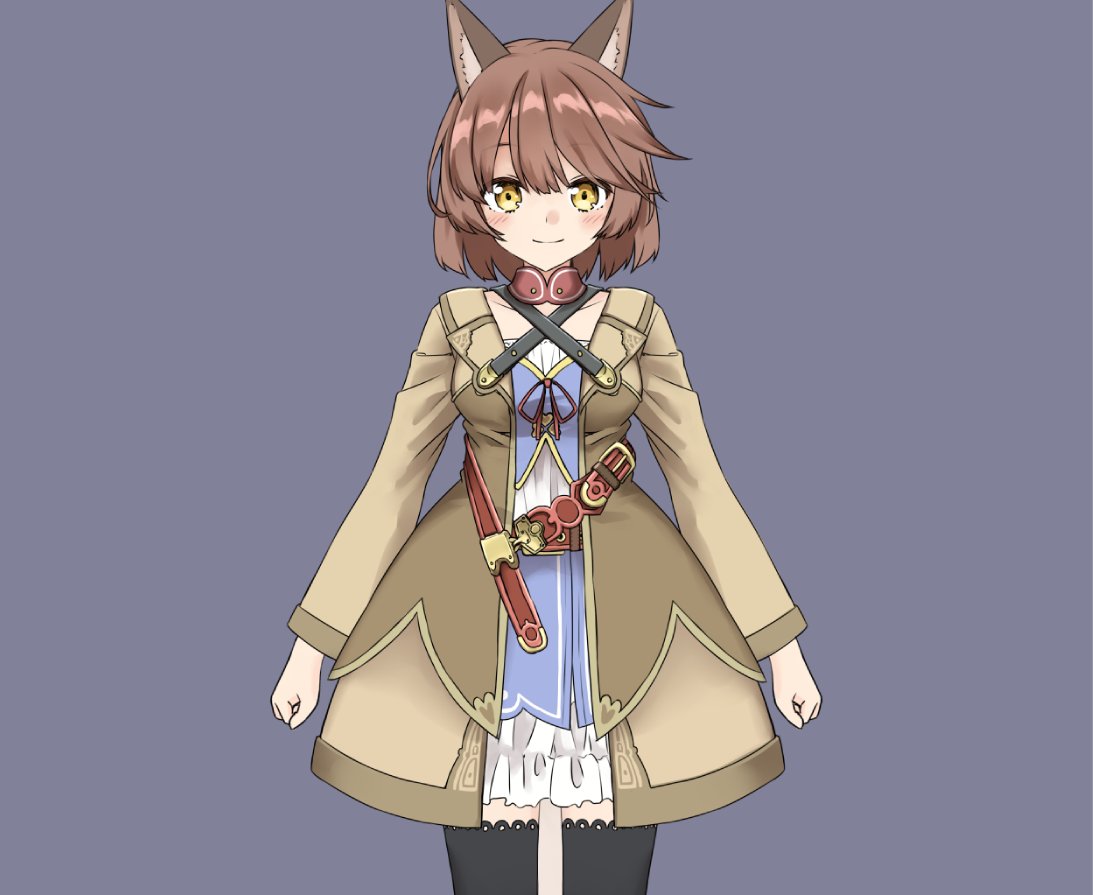 1girl amane_rosylily animal_ear_fluff animal_ears bangs belt black_legwear blush breasts brown_hair brown_jacket closed_mouth commentary_request criss-cross_halter dress eyebrows_visible_through_hair fox_ears fox_girl fox_tail grey_background hair_between_eyes halterneck jacket long_sleeves looking_at_viewer open_clothes open_jacket original red_belt sekira_ame short_hair simple_background small_breasts smile solo tail thigh-highs white_dress yellow_eyes