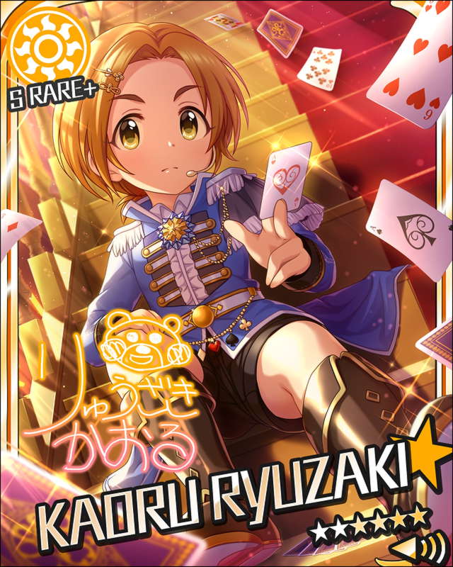 blush cards character_name dress idolmaster idolmaster_cinderella_girls orange_hair ryuuzaki_kaoru short_hair stars yellow_eyes