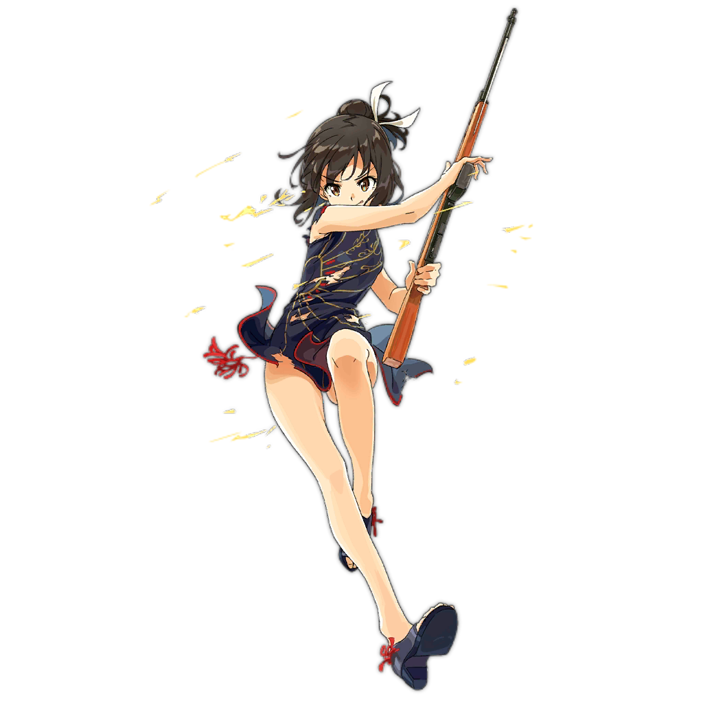 1girl assault_rifle black_footwear black_hair brown_eyes china_dress chinese_clothes closed_mouth damaged dress eyebrows_visible_through_hair frown full_body girls_frontline gun hair_bun hair_ornament hair_ribbon holding holding_gun holding_weapon leg_up legs long_hair looking_at_viewer ribbon rifle shoes short_sleeves solo tomato_(lsj44867) torn_clothes torn_dress transparent_background type_63_assault_rifle type_63_assault_rifle_(girls_frontline) weapon white_ribbon