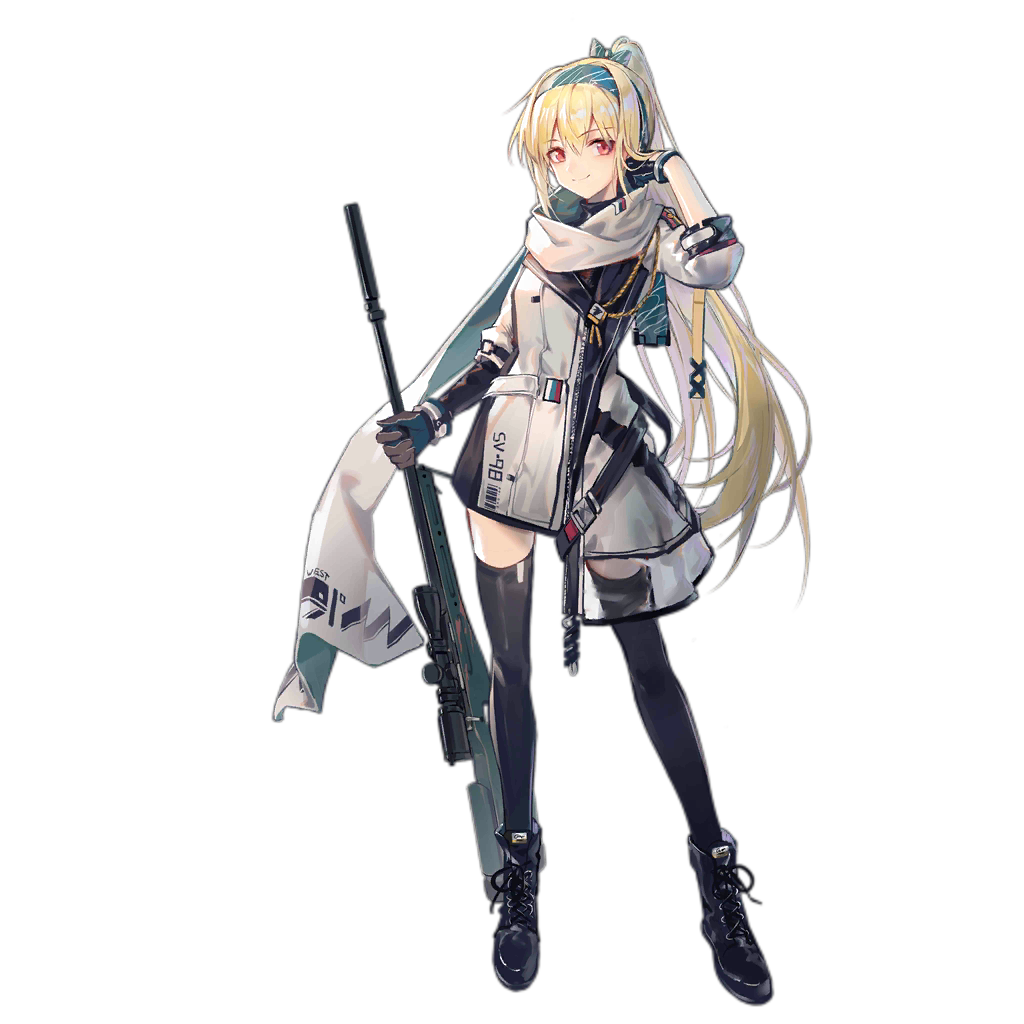 1girl aiguillette alternate_costume ankle_boots badge bangs barcode belt black_footwear black_gloves black_legwear blonde_hair blue_bow blue_headband boots bow closed_mouth clothes_writing coat copyright_name cross-laced_footwear dress elbow_gloves eyebrows_visible_through_hair eyeshadow full_body girls_frontline gloves gun hair_between_eyes hair_bow hand_on_own_face headband holding holding_gun holding_weapon huanxiang_heitu lace-up_boots long_hair long_sleeves looking_at_viewer makeup medal mod3_(girls_frontline) official_art pocket red_eyes rifle russian_flag scarf sidelocks single_elbow_glove sleeves_past_elbows sleeves_pushed_up smile sniper_rifle solo standing strap sv-98 sv-98_(girls_frontline) thigh-highs thighs transparent_background weapon white_scarf