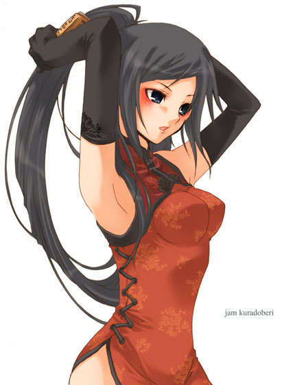 chinadress chinese_clothes elbow_gloves eyeshadow gloves guilty_gear hair_ring kuradoberi_jam twintails