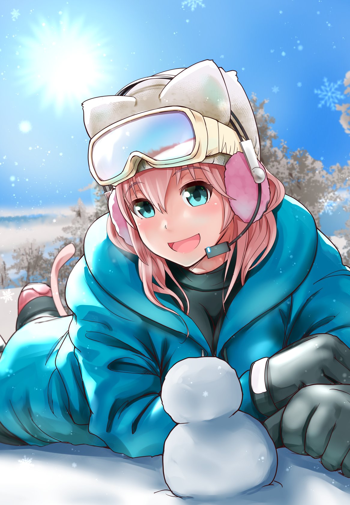 1girl animal_ears blush breasts cat_ears cat_tail ganari_ryuu gloves green_eyes headphones headset highres large_breasts looking_at_viewer open_mouth pink_hair smile solo super_tama_musume tail tamatoys