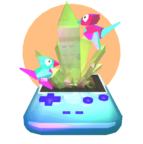 3d alternate_color animated animated_gif bird black_eyes commentary cortoony creature crystal english_commentary floating full_body game_boy_color handheld_game_console lowres no_humans pokemon pokemon_(creature) porygon shiny_pokemon spinning