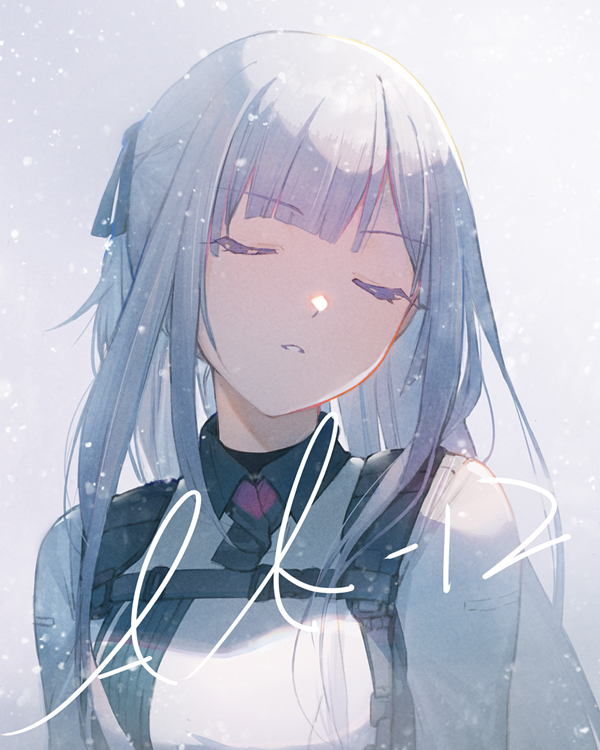 1girl ak-12_(girls_frontline) character_name closed_eyes commentary eyebrows_visible_through_hair face girls_frontline grey_hair hair_ribbon long_hair parted_lips philomelalilium ribbon solo