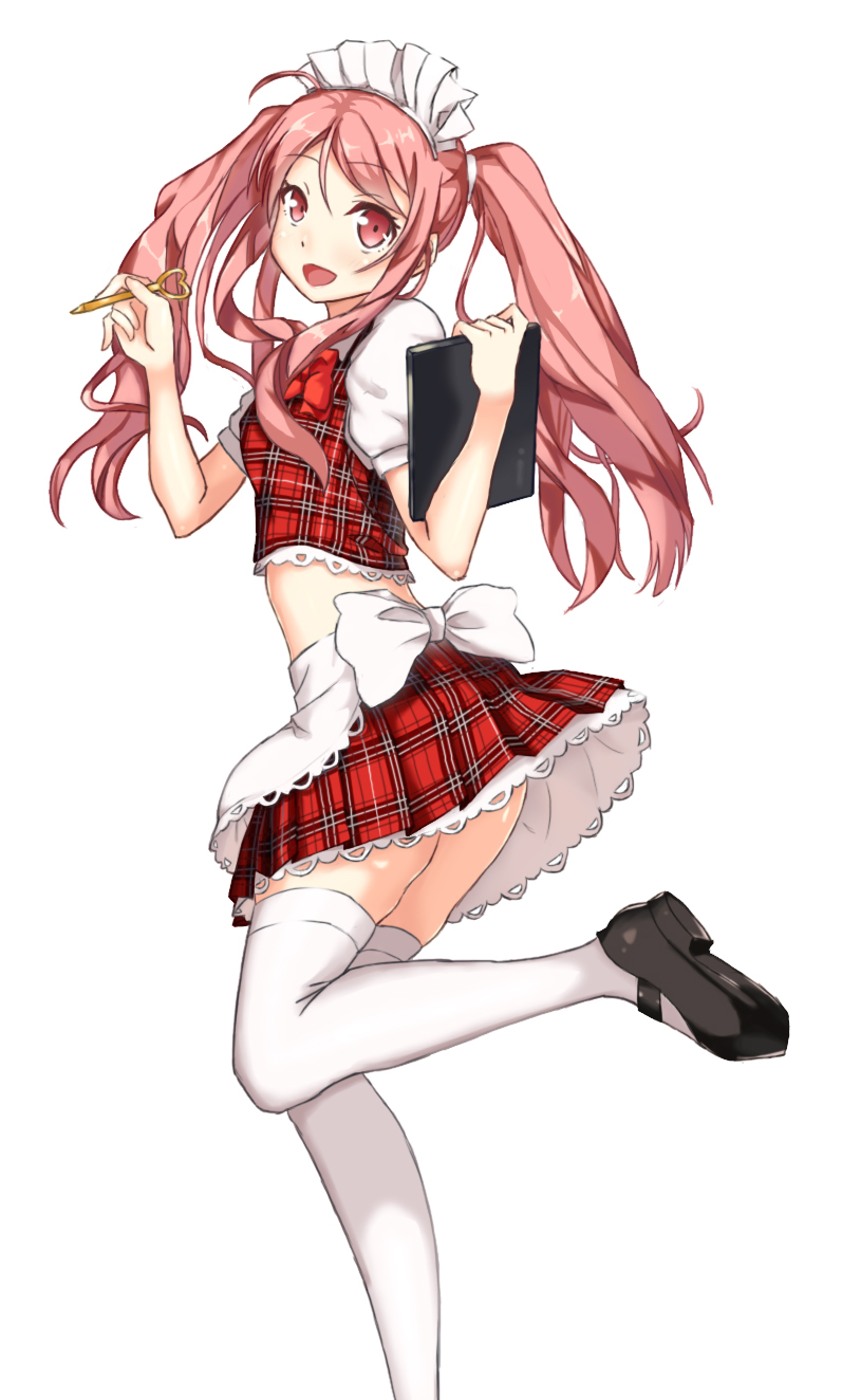 highres maid patterned twintails zabioz