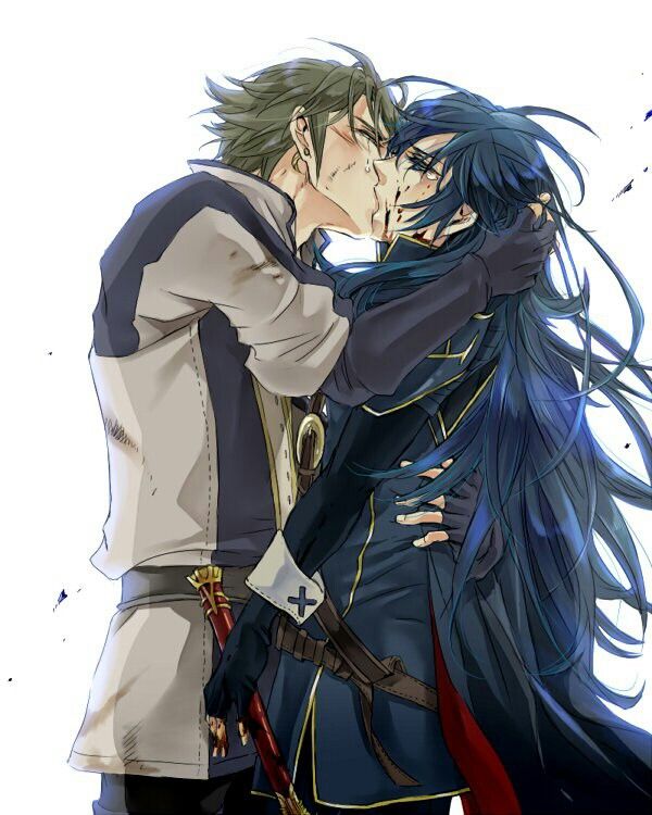 1boy 1girl armor artist_request azur_(fire_emblem) belt belt_buckle blood blue_hair buckle cape closed_eyes couple crying crying_with_eyes_open cute falchion_(fire_emblem) fire_emblem fire_emblem:_kakusei fire_emblem_13 fire_emblem_awakening gloves grey_hair highres_request inigo_(fire_emblem) intelligent_systems kiss kissing long_hair love lucina_(fire_emblem) nintendo sad short_hair sword tears weapon
