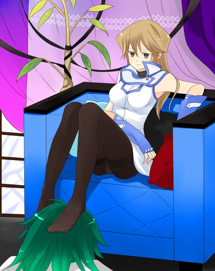 alexis_rhodes blonde_hair brown_eyes feet footstool gloves long_hair mir_(pixiv) panties panties_under_pantyhose pantyhose school_uniform skirt tenjouin_asuka underwear yu-gi-oh! yugioh_gx yuu-gi-ou yuu-gi-ou_gx