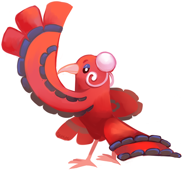 bird bird_focus commentary conmimi creature english_commentary full_body gen_7_pokemon looking_at_viewer no_humans oricorio oricorio_(baile) pokemon pokemon_(creature) simple_background standing white_background