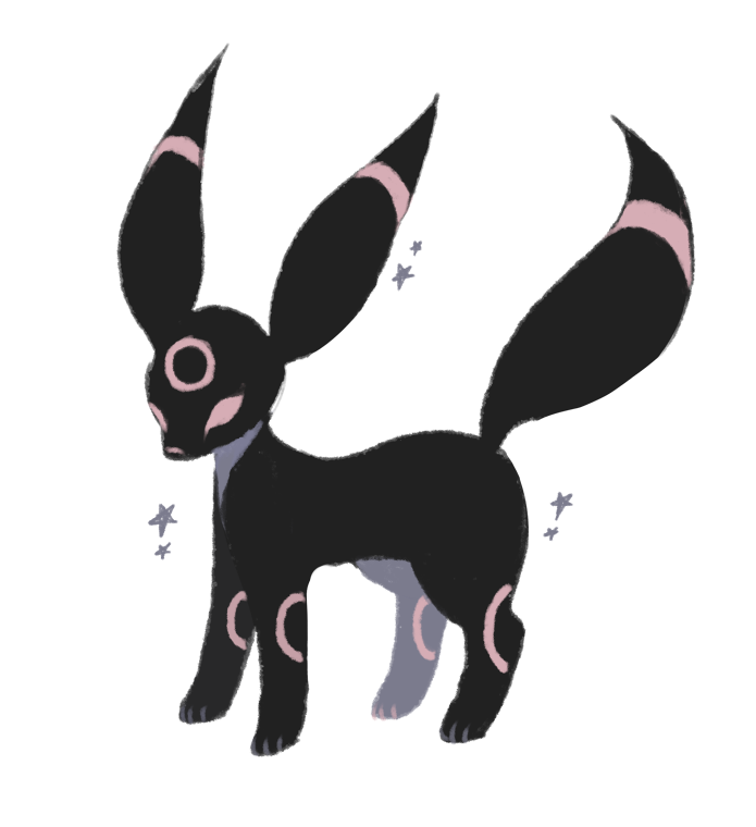 beta_pokemon charamells creature full_body no_humans pink_eyes pokemon pokemon_(creature) pokemon_(game) pokemon_gsc pokemon_gsc_beta prototype simple_background solo sparkle standing star umbreon_(beta) white_background