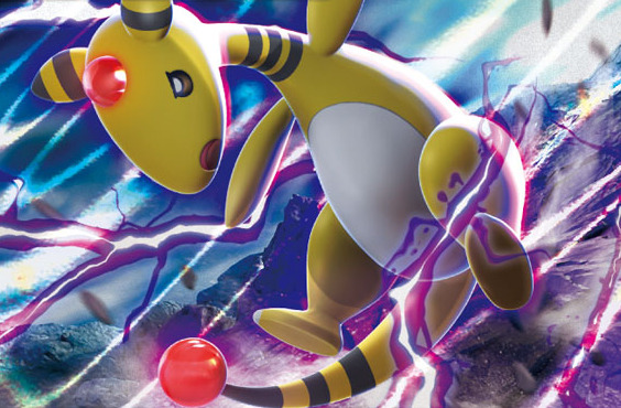 ampharos black_eyes creature energy full_body gen_2_pokemon no_humans official_art open_mouth pokemon pokemon_(creature) pokemon_trading_card_game shirai_satoshi solo third-party_source