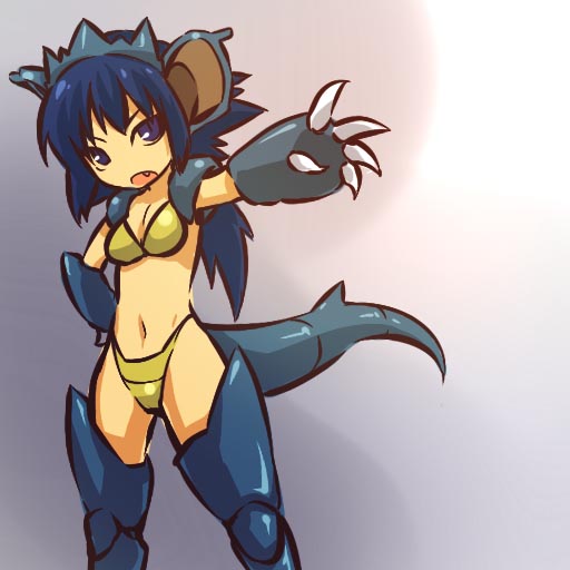 blue_hair claws costume hitec moemon nidoqueen nintendo personification pokemon pokemon_(game) pokemon_rgby solo swimsuit