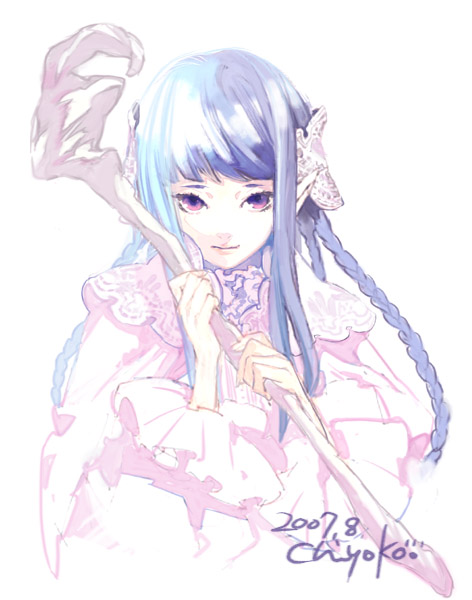 blue_hair chiyoko original wand