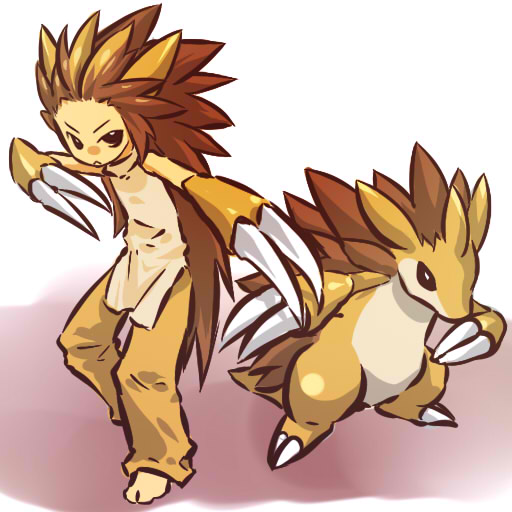 barefoot brown_hair claws hitec moemon personification pokemon pokemon_(creature) pokemon_(game) pokemon_rgby sandslash
