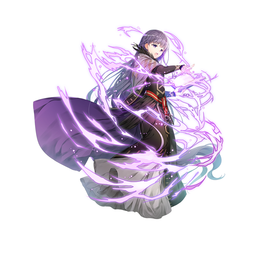 1girl :o absurdly_long_hair artist_request black_dress black_feathers book cape casting_spell dress eyebrows_visible_through_hair feathers fire_emblem fire_emblem_heroes hair_between_eyes holding holding_book long_dress long_hair magic official_art outstretched_hand purple_hair solo sophia_(fire_emblem) very_long_hair violet_eyes