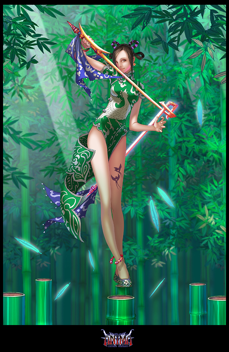 anima_beyond_fantasy china_dress chinadress chinese_clothes earrings flower jewelry leaf leaves tattoo wen-m