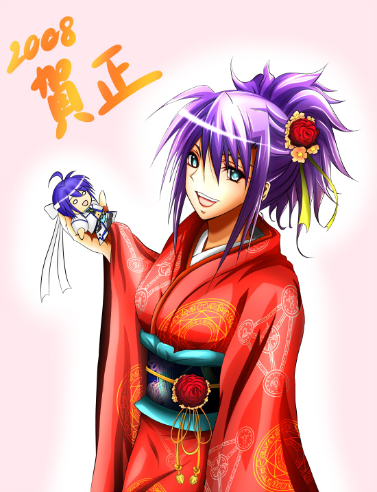 doll ginga_nakajima hair_up japanese_clothes kimono mahou_shoujo_lyrical_nanoha mahou_shoujo_lyrical_nanoha_strikers purple_hair subaru_nakajima