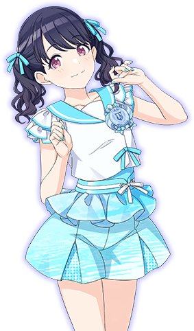 1girl bangs black_hair blue_bow blush bow breasts closed_mouth collarbone culottes fukumaru_koito hair_bow idolmaster idolmaster_shiny_colors looking_at_viewer lowres medium_breasts official_art pink_eyes shirt short_sleeves smile solo tachi-e transparent_background twintails white_shirt