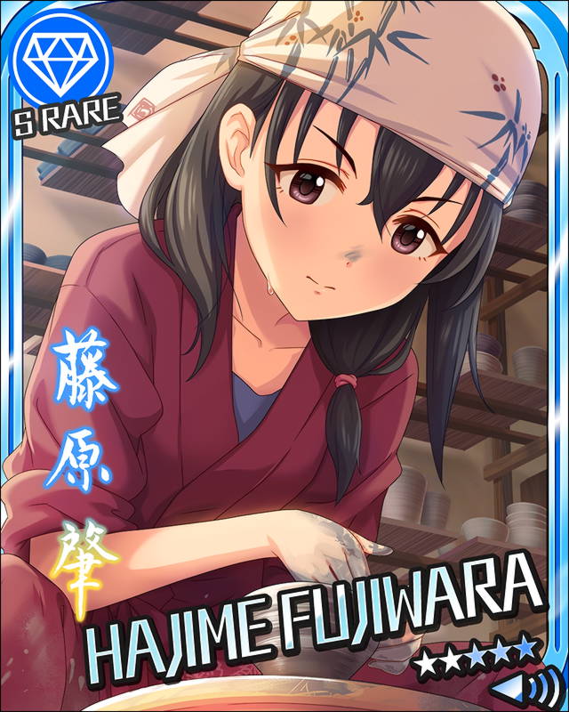 black_eyes black_hair character_name dress fujiwara_hajime idolmaster idolmaster_cinderella_girls long_hair smile stars