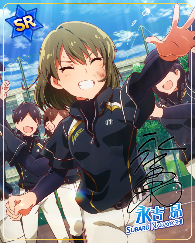 blush character_name closed_eyes dress green_hair idolmaster idolmaster_side-m nagayoshi_subaru short_hair