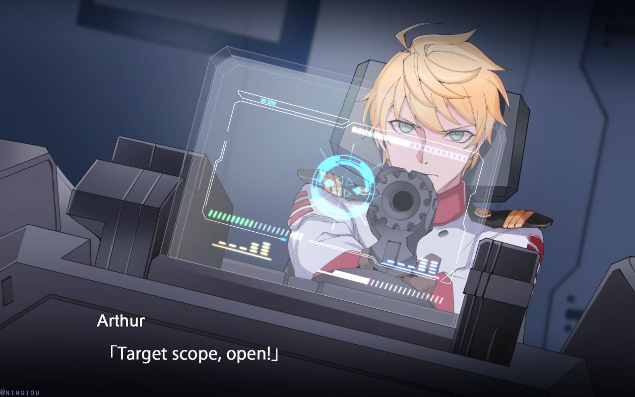 1boy aiming arthur_pendragon_(fate) blonde_hair crossover fate/prototype fate_(series) green_eyes grey_background holographic_monitor kyou_(ningiou) looking_ahead military military_uniform pauldrons super_robot_wars super_robot_wars_v uchuu_senkan_yamato uchuu_senkan_yamato_2199 uniform white_uniform