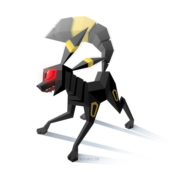 commentary creature english_commentary full_body gen_2_pokemon no_humans pokemon pokemon_(creature) shadow solo umbreon versiris watermark web_address