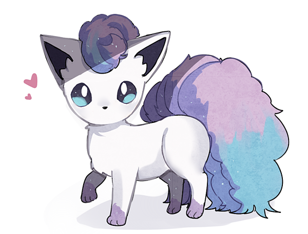 clarevoir commentary creature english_commentary full_body fusion galarian_form galarian_ponyta gen_1_pokemon gen_8_pokemon heart looking_at_viewer no_humans pokemon pokemon_(creature) simple_background solo standing standing_on_three_legs vulpix white_background