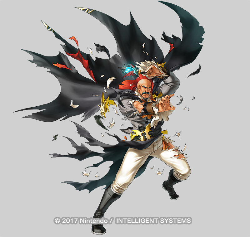 1boy alternate_costume bald cape company_name dark-skinned_male dark_skin deghinsea dragon facial_hair facial_mark fire_emblem fire_emblem:_radiant_dawn fire_emblem_heroes green_hair halloween halloween_costume holding holding_lantern kita_senri lantern male_focus manly mustache official_alternate_costume official_art red_eyes solo torn_clothes