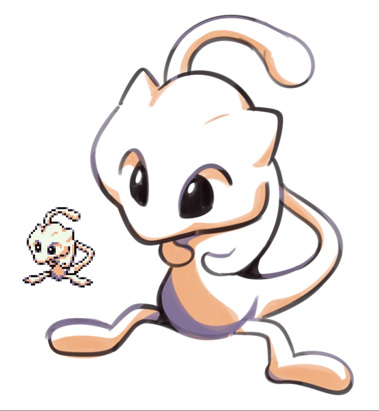 artsy-rc commentary english_commentary full_body gen_1_pokemon highres mew no_humans pokemon pokemon_(creature) pokemon_(game) pokemon_rgby reference_work simple_background solo white_background you're_doing_it_wrong