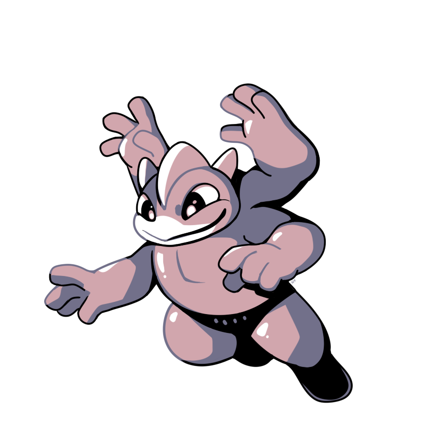 commentary creature english_commentary extra_arms full_body gen_1_pokemon machamp monochrome no_humans pokemon pokemon_(creature) rumwik signature solo