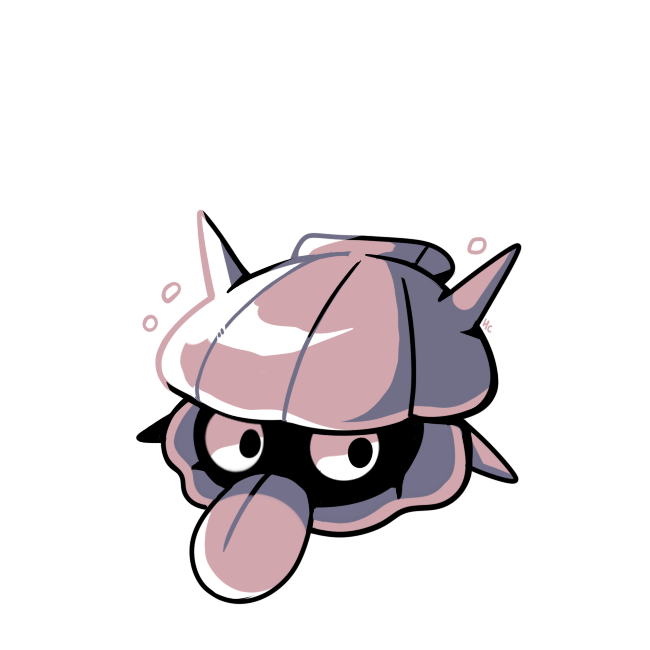 commentary creature english_commentary full_body gen_1_pokemon no_humans pokemon pokemon_(creature) rumwik shellder signature simple_background solo tongue tongue_out white_background