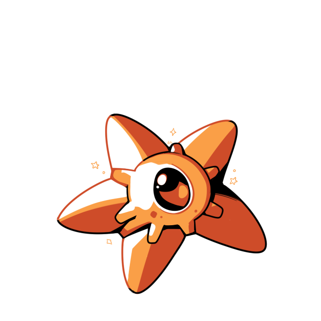 brown_theme commentary creature english_commentary full_body gen_1_pokemon no_humans pokemon pokemon_(creature) rumwik signature simple_background solo sparkle star staryu white_background