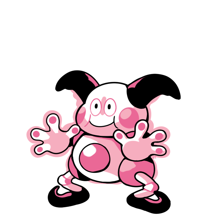 commentary creature english_commentary full_body gen_1_pokemon legs_apart mr._mime no_humans open_hands pokemon pokemon_(creature) rumwik signature simple_background solo standing white_background