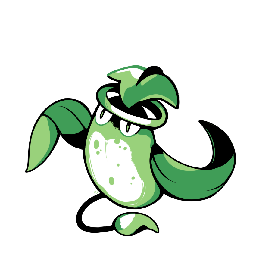 commentary creature english_commentary full_body gen_1_pokemon green_theme no_humans pokemon pokemon_(creature) rumwik signature simple_background solo victreebel white_background