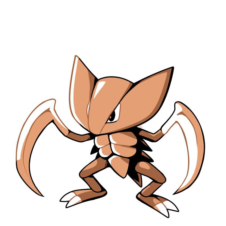brown_theme claws commentary creature english_commentary full_body gen_1_pokemon kabutops no_humans pokemon pokemon_(creature) rumwik signature simple_background solo standing white_background