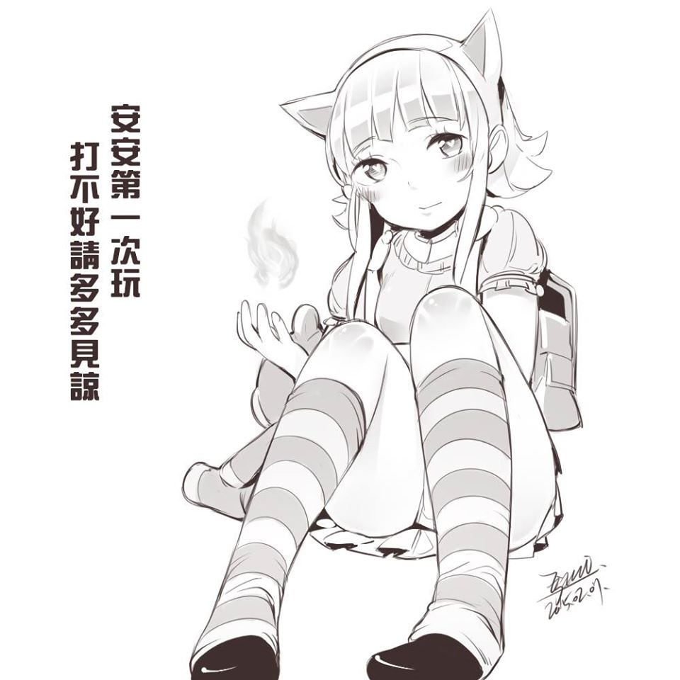 1girl animal_ears annie_hastur backpack bag breasts closed_mouth ejami greyscale league_of_legends looking_at_viewer monochrome panties short_hair simple_background skirt socks solo striped striped_legwear stuffed_animal stuffed_toy teddy_bear underwear upskirt white_background