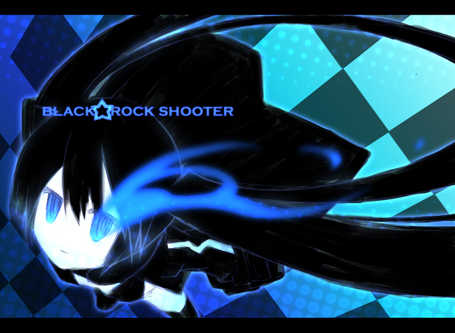 black&acirc;&tilde;&hellip;rock_shooter black_rock_shooter black_rock_shooter_(character) blue_eyes solo susagane twintails