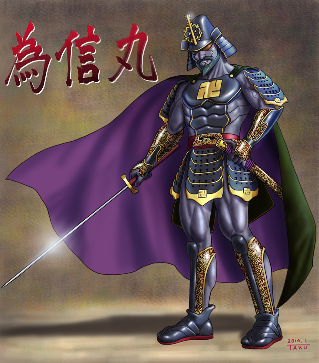 1boy armor highres male_focus matataku original samurai solo sword weapon