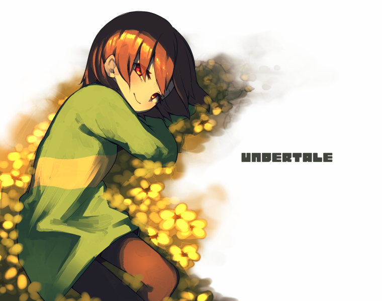 1other androgynous blush brown_hair closed_mouth frisk_(undertale) looking_at_viewer oshiruko_(tsume) shirt short_hair smile solo striped striped_shirt undertale
