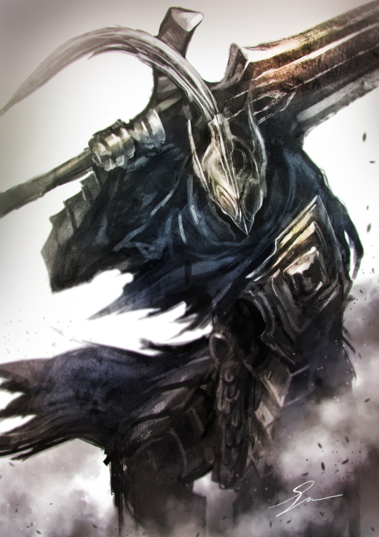 1boy armor artorias_the_abysswalker cape cawang commentary_request dark_souls full_armor helmet holding holding_sword holding_weapon knight male_focus over_shoulder plume shoulder_armor signature solo souls_(from_software) spaulders standing sword sword_over_shoulder weapon weapon_over_shoulder