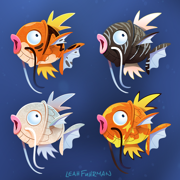 commentary creature english_commentary fish fish_focus full_body gen_1_pokemon leah_fuhrman magikarp no_humans pokemon pokemon_(creature) signature