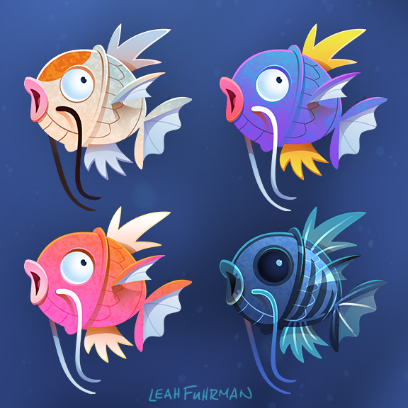 commentary creature english_commentary fish fish_focus full_body gen_1_pokemon leah_fuhrman magikarp no_humans pokemon pokemon_(creature) signature