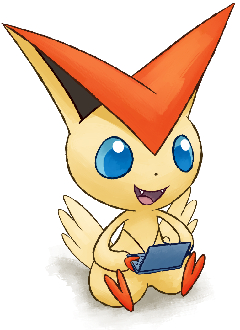 commentary creature english_commentary full_body gen_5_pokemon multiple_sources mythical_pokemon no_humans pokemon pokemon_(creature) pyritie solo transparent_background victini
