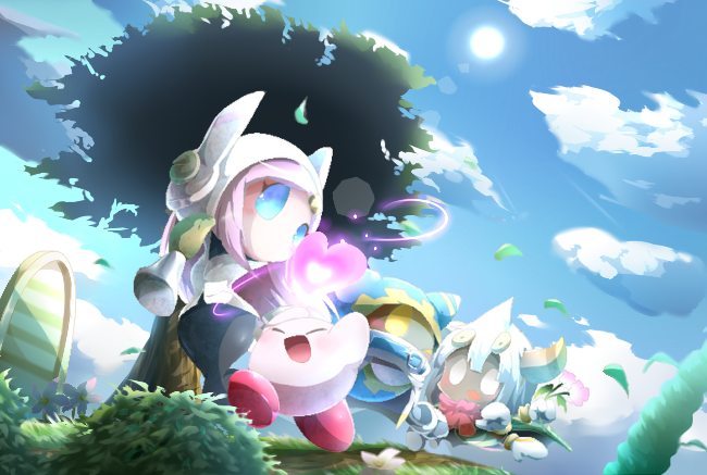 1girl 3boys alien blue_eyes hal_laboratory_inc. heart hoshi_no_kirby hoshi_no_kirby_wii kirby kirby's_dream_land kirby's_return_to_dream_land kirby:_planet_robobot kirby:_triple_deluxe kirby_(series) kirby_(specie) magolor monster multiple_boys nintendo no_humans pink_hair pink_puff_ball robot susie_(kirby) taranza